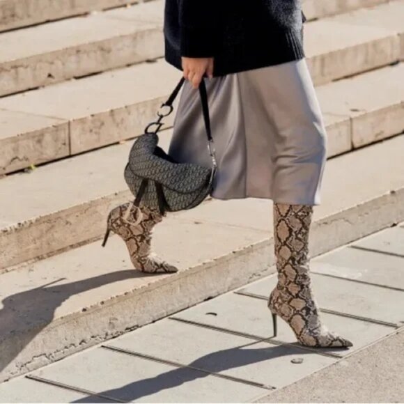 Design Concept Studio Reptile Snake Print Thigh High Boots Size 7 - Picture 2 of 11